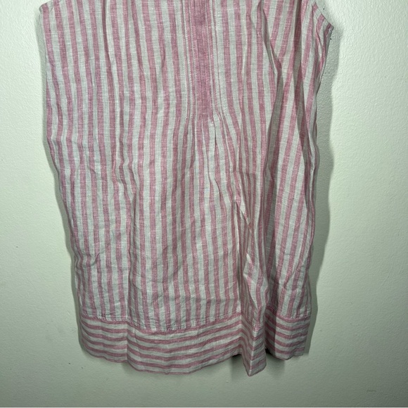Faherty Womens Isha Linen Pink Tan Stripe Sleeveless Dress Coastal Resort XL - Picture 11 of 11